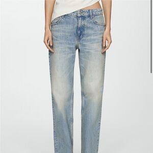 Mango Light Wash Low Waisted Straight Leg Jeans